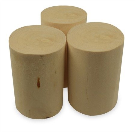 Pieniek drewna brzozowego bez kory o średnicy 6-10 cm, wysokość 12 cm